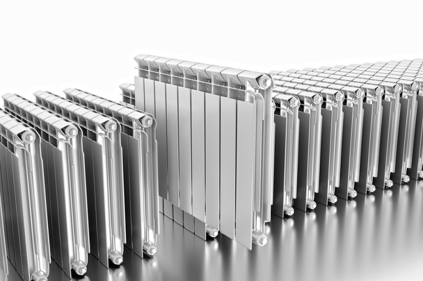 3D rendering. Central heating radiators with many sections. - Photo, Image