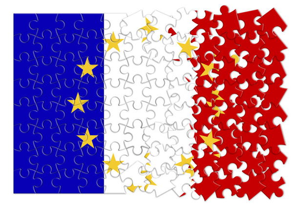 France Exit Europe - концептуальное изображение в форме головоломки
 - Фото, изображение