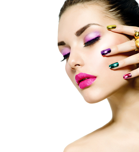 Fashion Beauty. Manicure and Make-up. Nail Art - Photo, Image