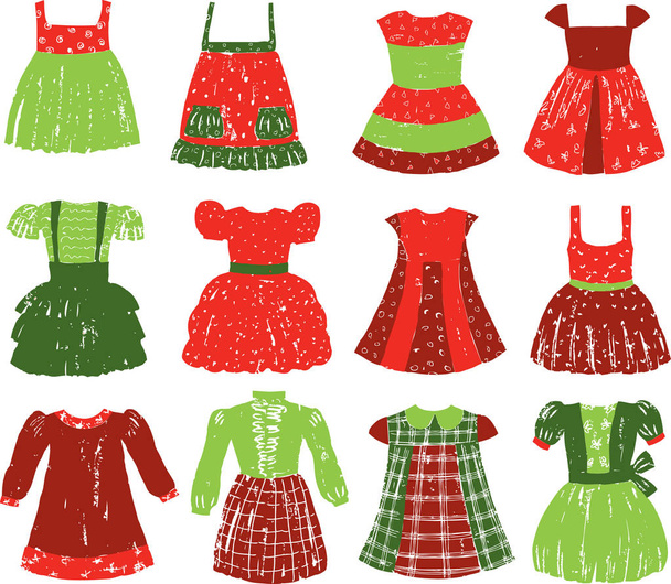 Μια σειρά από φορέματα για ένα κοριτσάκι - Διάνυσμα, εικόνα