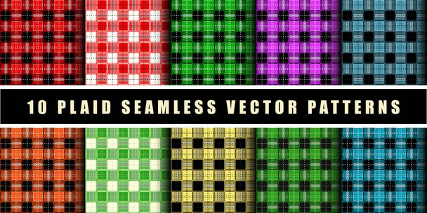 Beállítása Favágó színes kockás kockás minta. Ruházati szövetek sablon. Folytonos Vector minta. Divatos színek palettára 2019 szezon. EPS 10 - Vektor, kép
