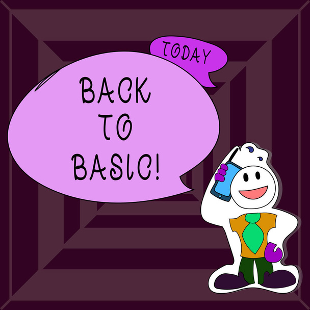 Escribiendo una nota que muestra Back To Basic. Foto de negocios mostrando Volver cosas simples Fundamental Essential Base primaria
. - Foto, imagen