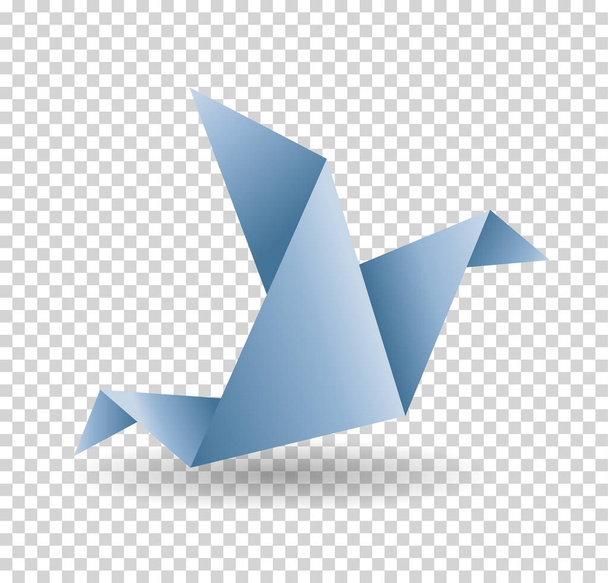 Πουλί χαρτιού origami. Εικονογράφηση διάνυσμα. Πολυγωνικού σχήματος. Τέχνη της αναδίπλωσης χαρτιού. Ιαπωνία γερανό οριγκάμι, περιστέρι. Πουλί που πετάει σε αφηρημένα φόντο. Ιστορία της origami. Στοιχεία χαρτιού κατά την πτήση. - Διάνυσμα, εικόνα