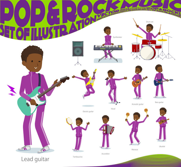 Egy sor iskola fiú sportruházat játszik rock 'n' roll és pop zene. Is vannak különböző eszközöket, mint például a ukulele és tambura. It's a vektor art, így könnyű szerkeszteni. - Vektor, kép