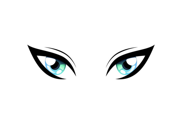 Beaux yeux de chat lumineux avec des reflets de lumière Manga Illustration vectorielle de style japonais
 - Vecteur, image