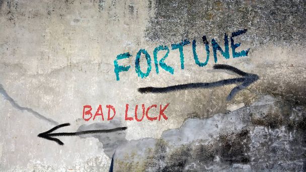 Muur Graffiti Fortune vs pech - Foto, afbeelding