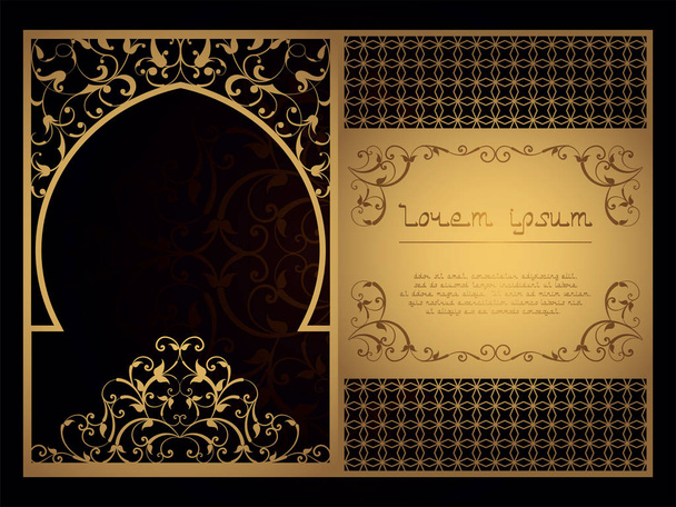 Декоративный арабский шаблон для лазерной резки. в восточном стиле для коннртова, обложки, открытки. Резьба на металле, бумаге или дереве. Уличный экран. векторная иллюстрация
 - Вектор,изображение