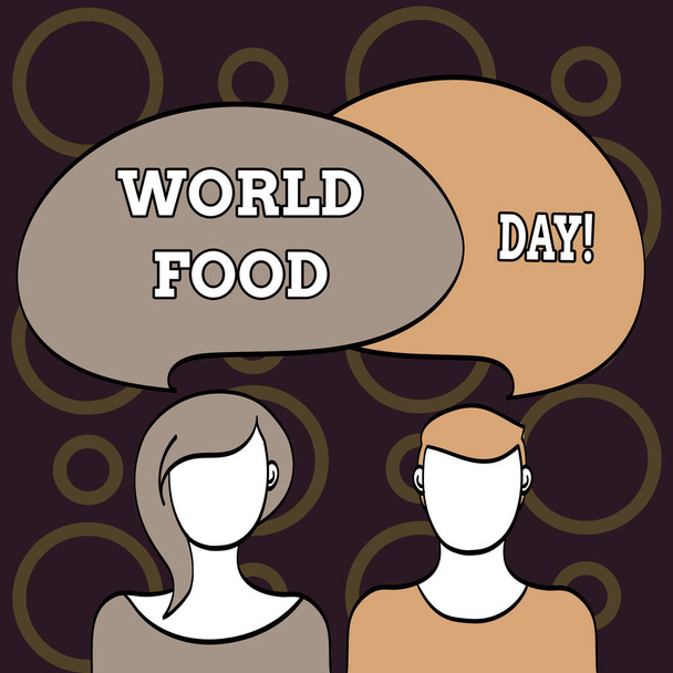 Znak tekstowy Wyświetlono Światowego dnia żywności. Koncepcyjne zdjęcie Światowy dzień działań poświęconych zwalczaniu głodu. - Zdjęcie, obraz