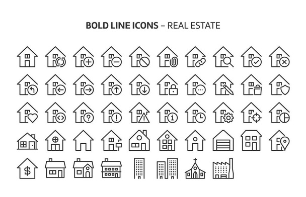 Real estate, bold line icons. The illustrations are a vector, editable stroke, 48x48 pixel perfect files. Crafted with precision and eye for quality. - Vector, Image