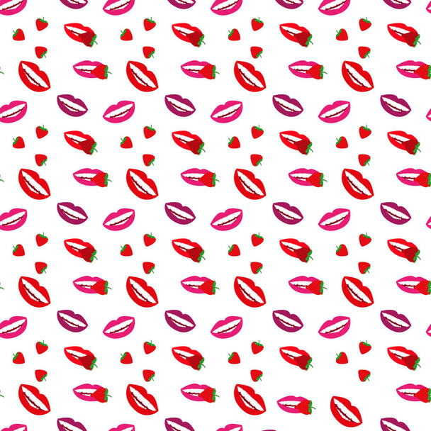 Lips on a white background seamless pattern - Vector, Image