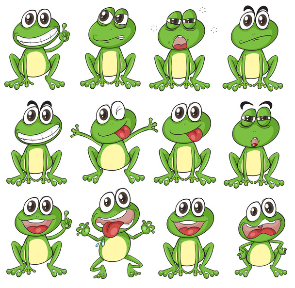 Diferentes caras de una rana
 - Vector, imagen