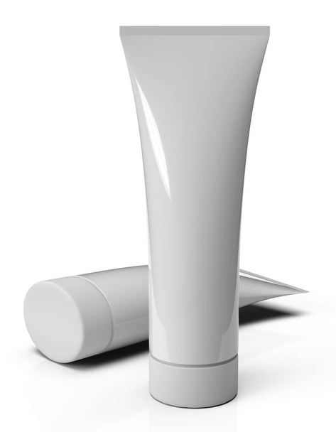 Cream tubes on white background, isolated. 3D rendering - Foto, immagini