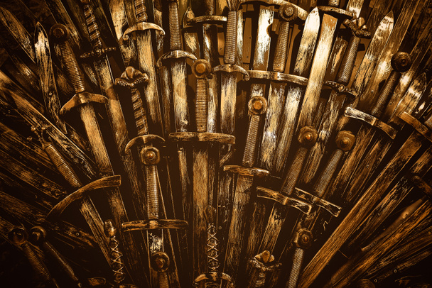 Metal knight swords background. Close up. The concept Knights. - Photo, Image