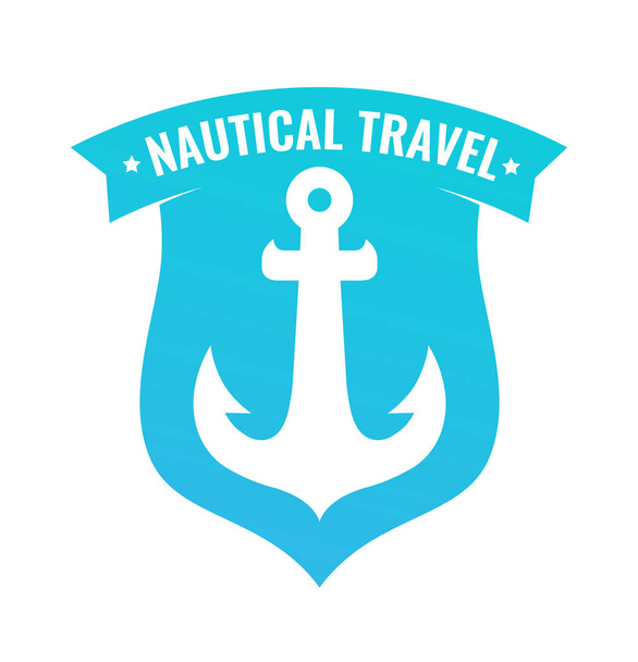 Escudo en forma de insignia con ancla del barco
 - Vector, imagen