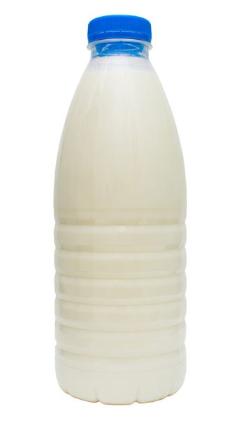 plastová láhev modrá mléko izolované (oříznutí - Fotografie, Obrázek