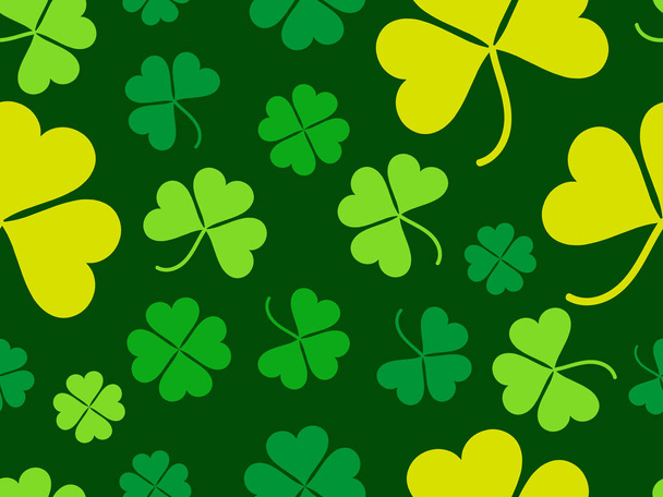 Seamless pattern with clover leaves. St. Patrick's Day background with shamrock. Vector illustration - Vector, Image