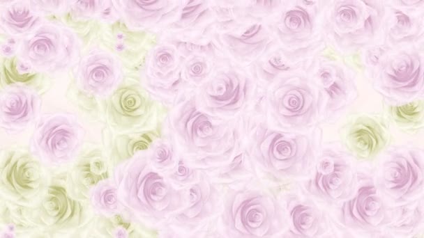 Beautiful very soft seamless loop 3D animation like intro for wedding, valentines day or memories video. On this footage many pink and white rose buds falling down, seamless loop background - Footage, Video