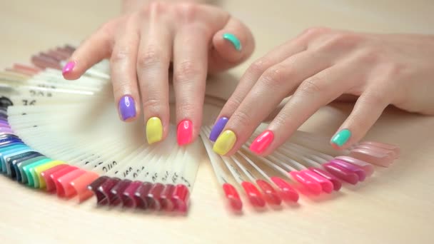 Manicured hands and nail color samples. - Footage, Video