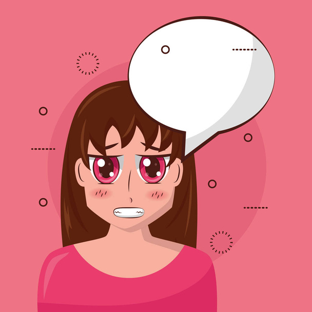 Anime Mädchen reden Sprechblase - Vektor, Bild
