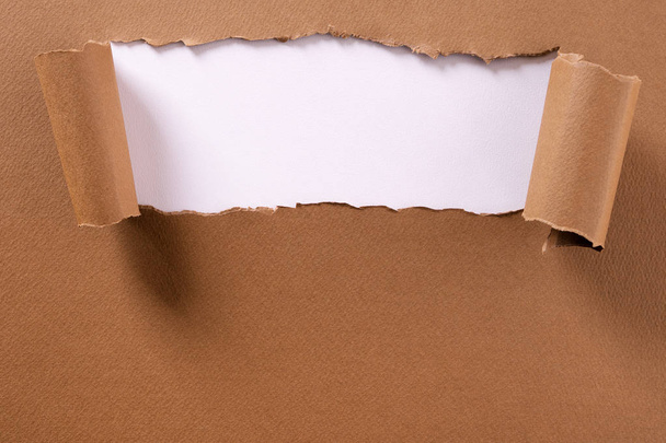 Порванная коричневая бумага фоновая рамка полоса белые загнутые края
 - Фото, изображение