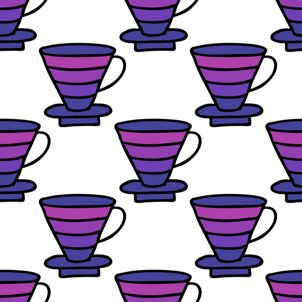 coffee maker seamless doodle pattern - Vetor, Imagem
