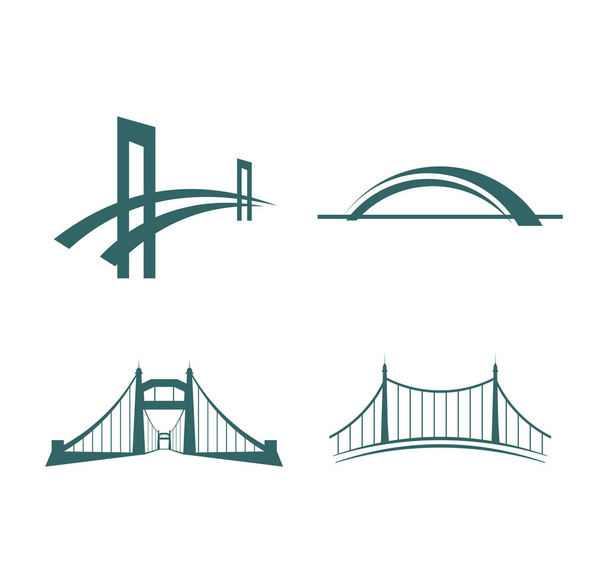 bridge with tower suspension vector icon logo template - Vector, Image