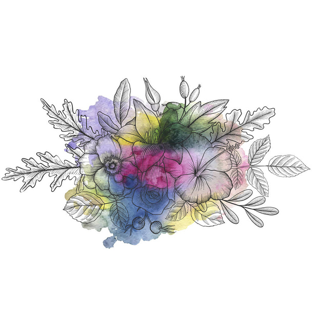 vintage vector floral composition - Vetor, Imagem