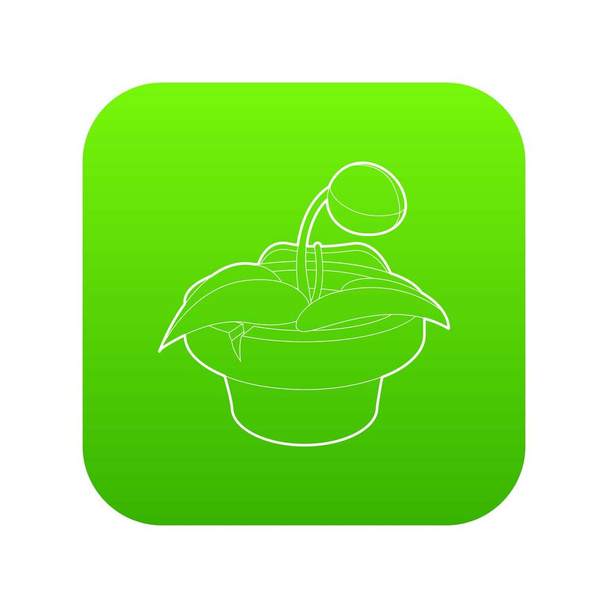 Plant in pot icon green vector - Вектор,изображение