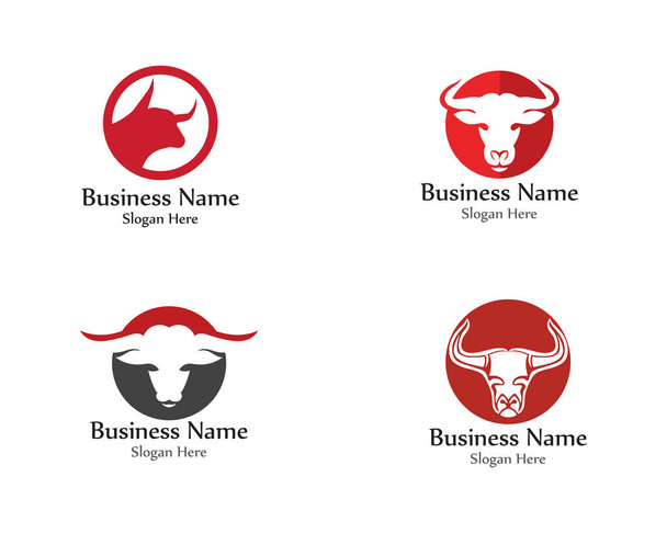 Cabeza de toro cuerno rojo logo animal
  - Vector, imagen