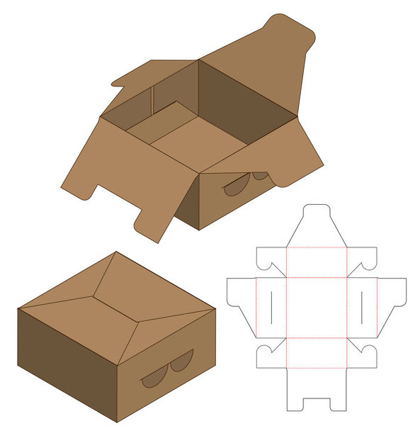Caixa de embalagem die cut template design. 3d mock-up - Vetor, Imagem
