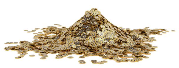 Pile of Ethereum Coins - Virtual Crypto Currency - 3D Rendering - Photo, Image