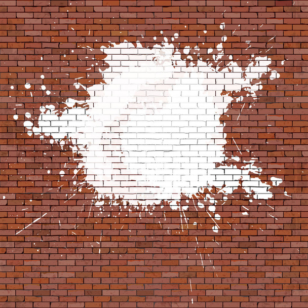 White painted brick wall pattern - Vector, Image