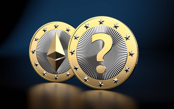 Ethereum Cryptocurrency - What is the next BIG thing in crypto currencies? - 3D Rendering  - Foto, afbeelding