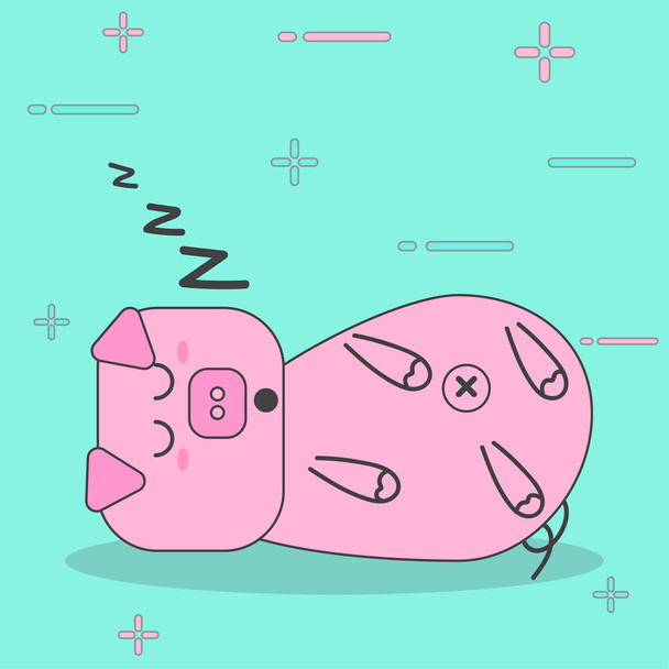cartoon pink pigs sleep character cute with vector design - Vector, Image