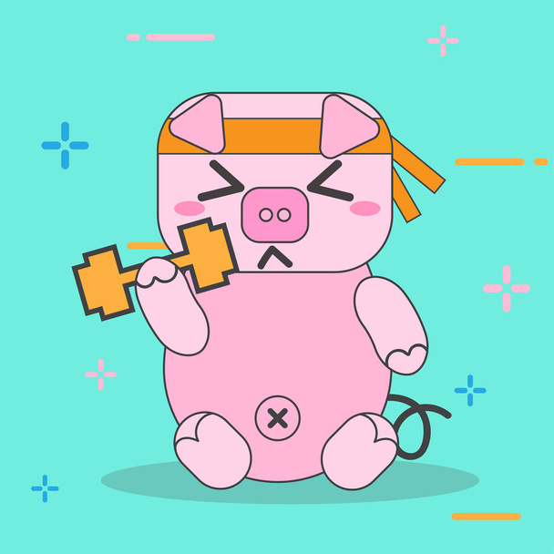 desenho animado porcos rosa exercício personagem bonito com vetor desig
 - Vetor, Imagem