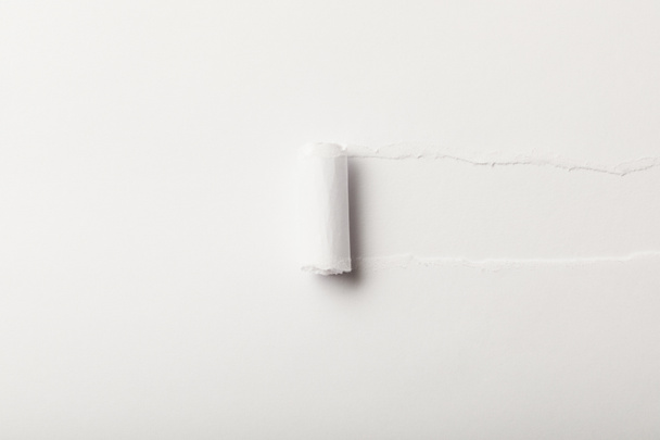 Beyaz arka plan üzerinde rulo kenar ile yırtık kağıt - Fotoğraf, Görsel
