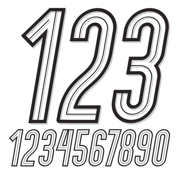 Set of stylish retro tall condensed vector digits, modern numerals collection can be used in poster art creation. - Vektör, Görsel