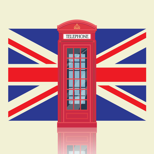 Cabina telefonica rossa Londra con sfondo bandiera del Regno Unito
 - Vettoriali, immagini