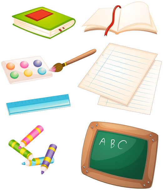 verschillende dingen gebruikt in de school - Vector, afbeelding