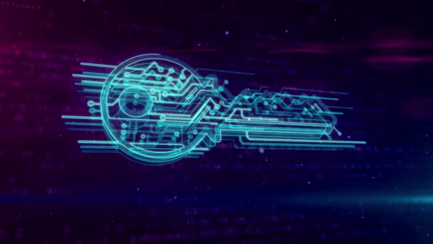 データの暗号化、サイバー セキュリティと動的なバイナリ背景にデジタルの鍵に署名。コンピューターの保護の技術抽象概念 3 d 単発かつシームレスなアニメーション. - 映像、動画