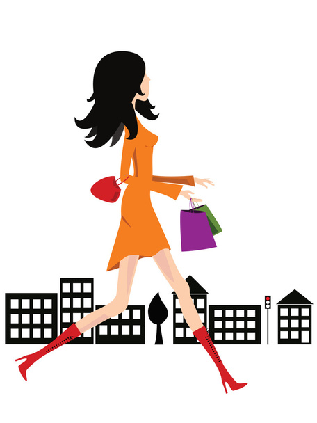 Mujer de compras - vector
 - Vector, Imagen