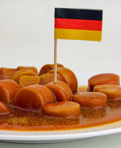 closeup of a german curried sausage - Photo, Image