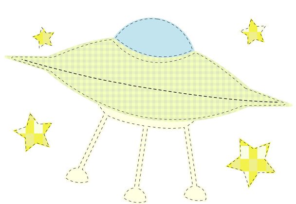 Craft inspired patchwork cute sewed ufo - Vector, Image