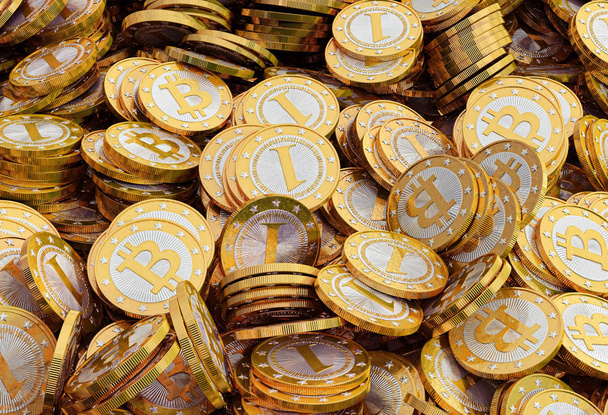 Pile of golden Bitcoins - Fotó, kép