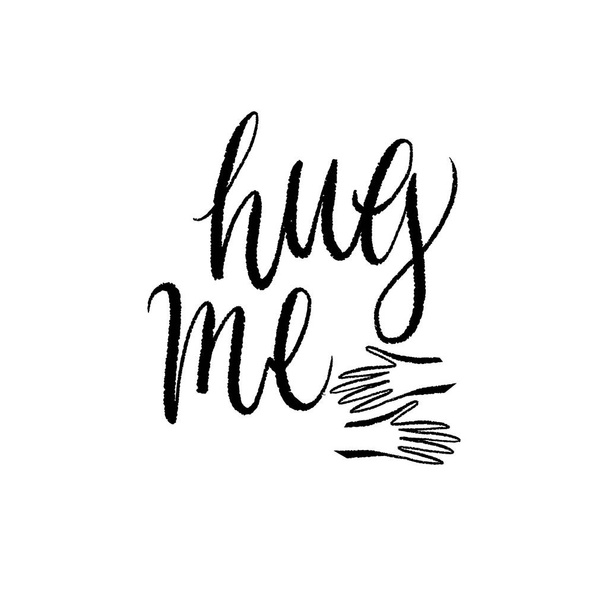 vector illustration of calligraphic text hug me - Διάνυσμα, εικόνα