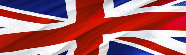 United Kingdom flag. Flag of UK. 3D Waving flag design,3D rendering. The national symbol of UK background wallpaper. 3D ribbon, wallpaper, pattern background. Waving sign background wallpape - Photo, Image