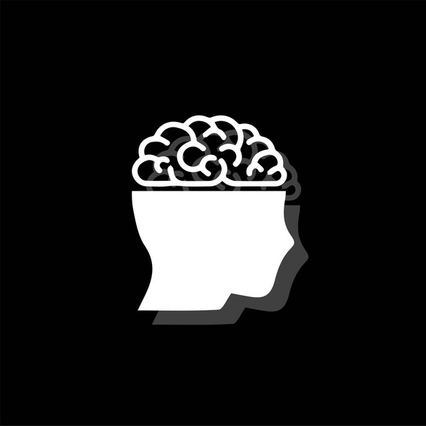 Human brain. White flat simple icon with shadow - Vector, Image
