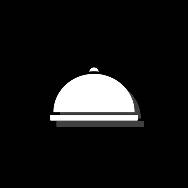 Covered Food. White flat simple icon with shadow - Vector, Image