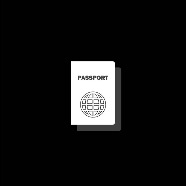 Pasaporte. Icono simple plano blanco con sombra
 - Vector, Imagen