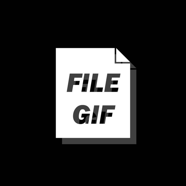 Formato GIF. Ícone simples plano branco com sombra
 - Vetor, Imagem
